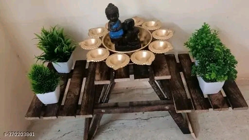 Handcrafted Metal Urli Bowl with 8 Fixed Diyas