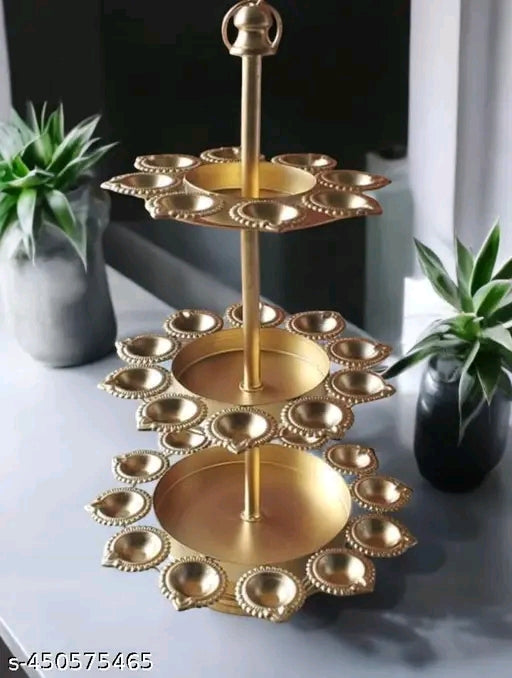 Handcrafted Metal Urli Bowl with 3 layer | Antique Finish Decorative Urli for Diwali Lighting & Home Décor | Traditional